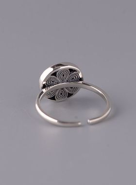 珐琅彩国风小众烧蓝工艺戒指女款