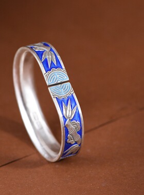 足银手镯景泰蓝节节高升国风女款