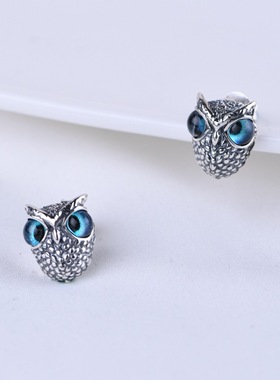 古银铺银复古猫头鹰小S925饰品