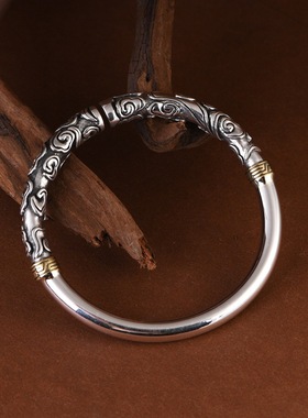 如意金箍棒小众设计男款银饰手镯