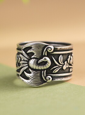 纯银复古老银国风小众设计银戒指