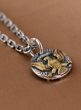 复古银吊坠老鹰造型小众设计男款