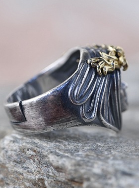 纯银戒指复古工艺开口设计女神头