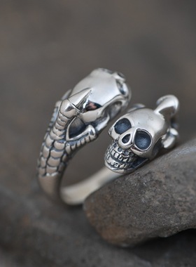 古银铺复古风可调节指环泰银男款