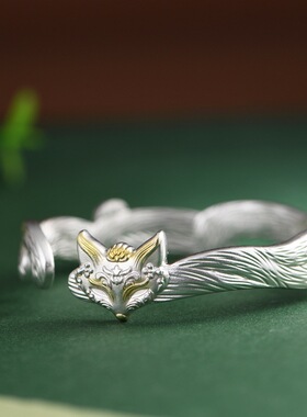 足银描金工艺小众设计女款银手镯