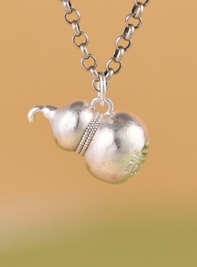 足银葫芦吊坠手工编绳小众银配饰