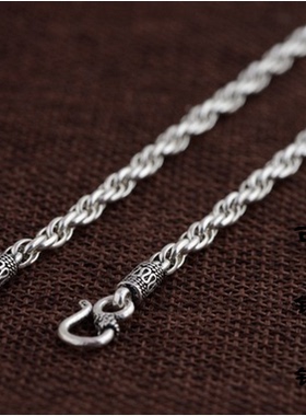 纯银项链水波纹复古个性时尚男款