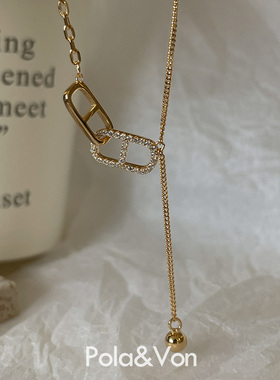 时髦百搭猪鼻子S925银镀18K金项链女锁骨链韩国ins经典纯银项链