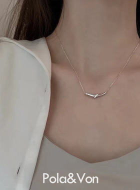 S925纯银镀14K金打结项链女小众设计感简约个性锁骨项链细链通勤