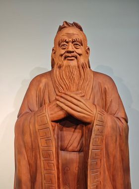 花梨木孔子雕像校园文化摆件