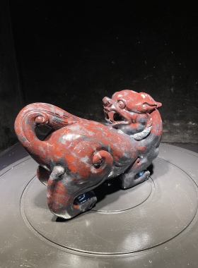 办公室原石玄关桂林鸡血玉貔貅