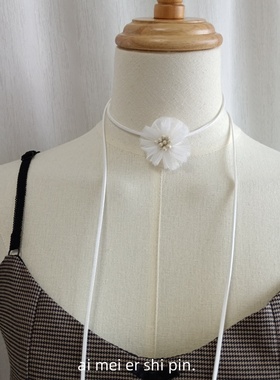 双层叠戴细窄颈带颈绳丝带颈饰