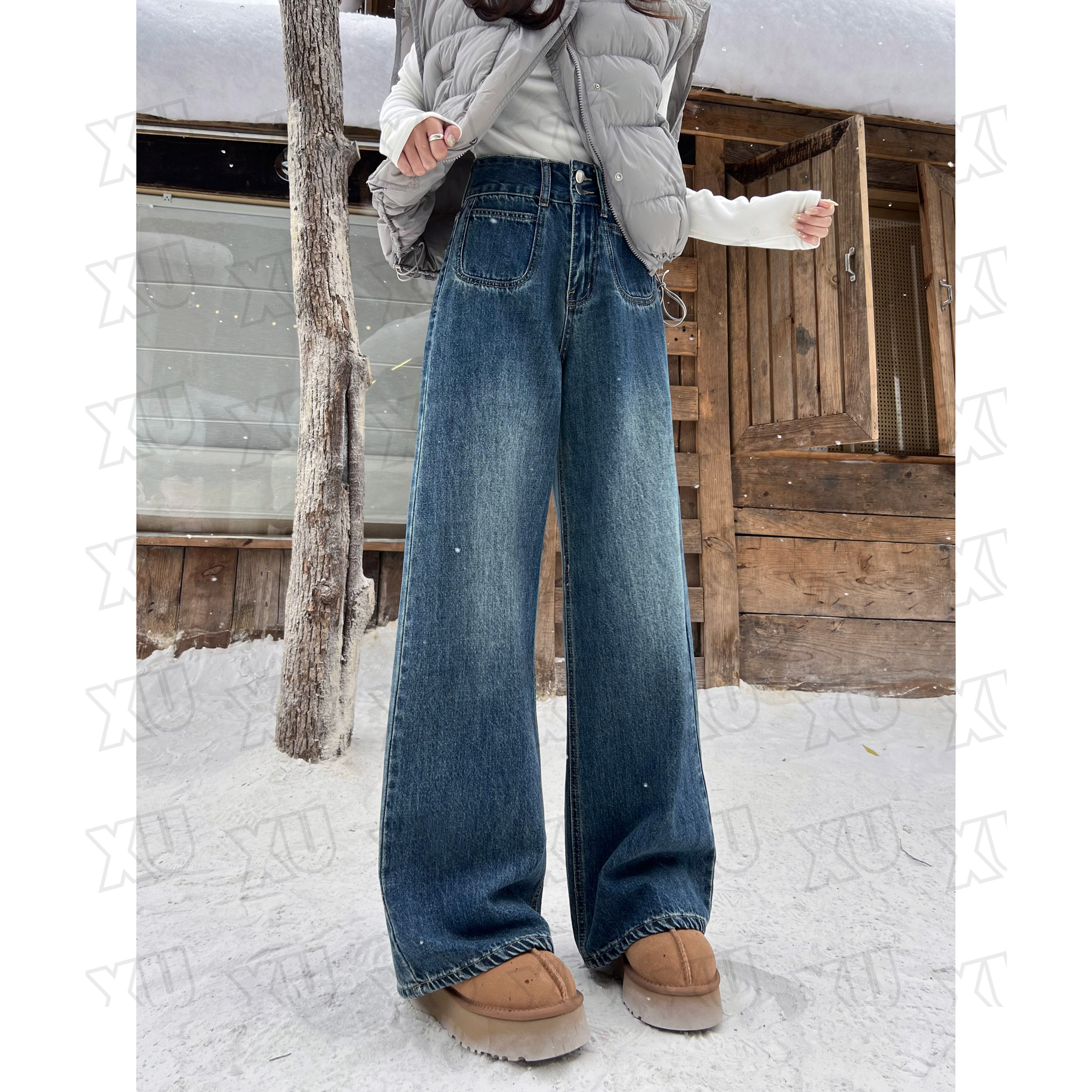 【运补6-8】秋冬新款复古直筒牛仔裤女新款高腰显瘦百搭7276 Q,淘宝优惠券,粉丝福利购,淘宝优惠卷