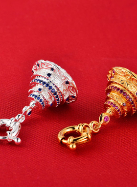 大藏禅饰 S925纯银小曼扎卡扣项链吊坠佛珠配饰车载挂件吊坠