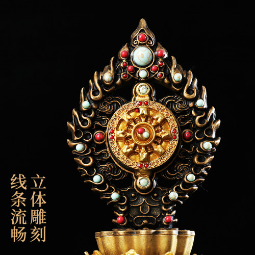 大藏禅饰八吉祥摆件黄铜西藏吉祥摆件家用黄铜八宝八瑞相佛前供具 - 图0