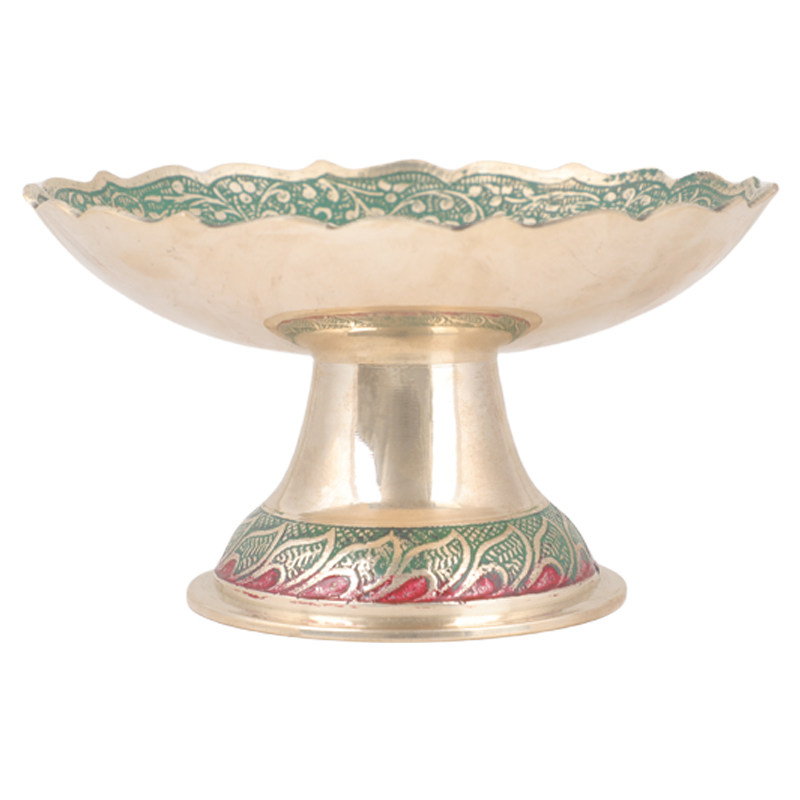 尼泊尔工艺孔雀彩绘果盘铜制家用佛前用品水果盘贡品盘桌面摆件,淘宝优惠券,粉丝福利购,淘宝优惠卷