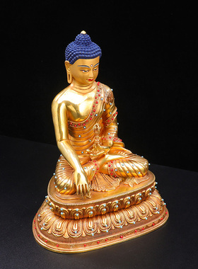 步梵黄铜藏式民族风鎏金不动佛