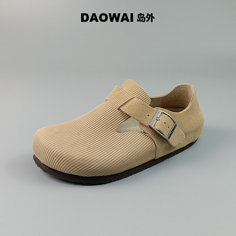 岛外DAOWAI勃肯鞋全包灯芯绒纹软木鞋低帮休闲鞋牛皮 London系列,淘宝优惠券,粉丝福利购,淘宝优惠卷