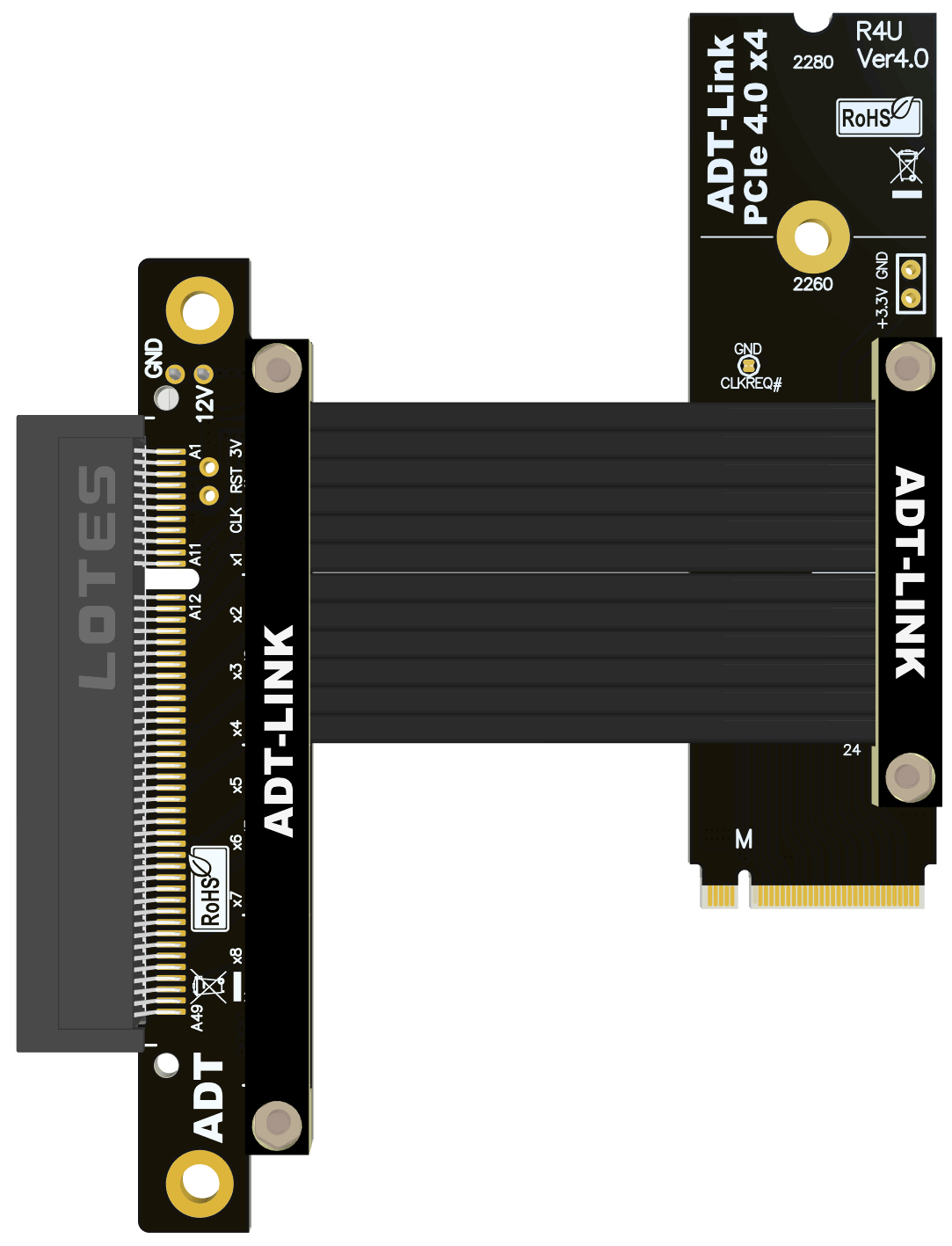 PCIe x8延长转接线 支持NVMe固态硬盘接口PCIE 4.0x4全速ADT - 图2