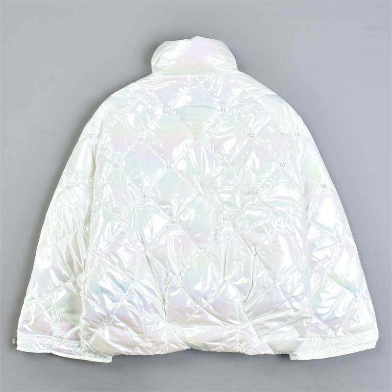 45高端新品宽松短款羽绒服女L81390珍珠白亮面钉珠90白鸭绒短外套,淘宝优惠券,粉丝福利购,淘宝优惠卷