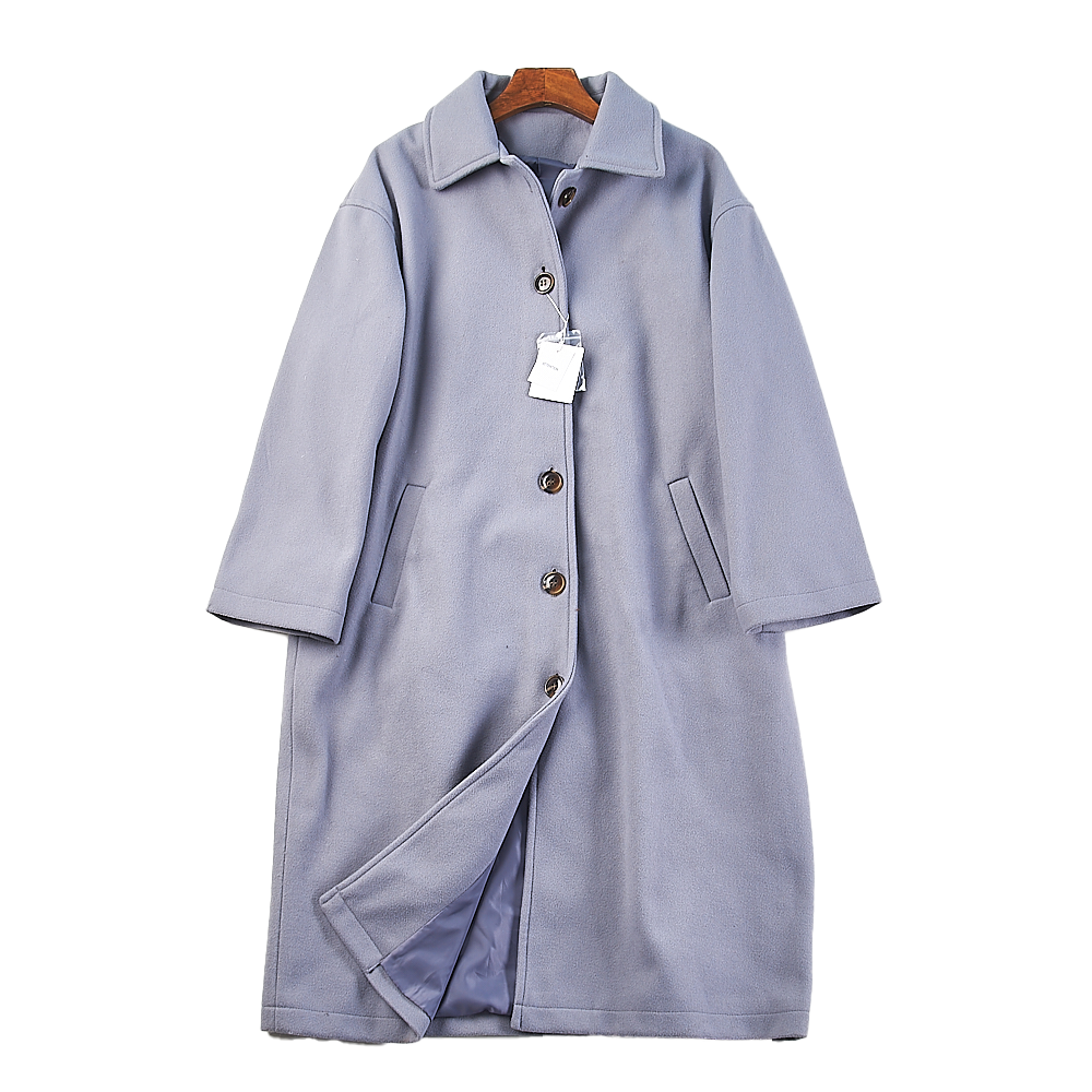 日单翻领单排扣毛呢风衣外套女H84588秋冬宽松大码通勤中长款大衣,淘宝优惠券,粉丝福利购,淘宝优惠卷