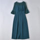 216 high-end goods lace satin stitching dress women 74527 trumpet half-sleeve slim evening dress long dress