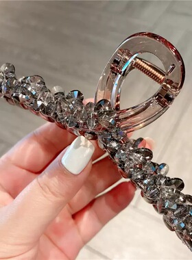 东大门高级感水晶抓夹女大号鲨鱼夹后脑勺盘发牢固发卡气质发饰