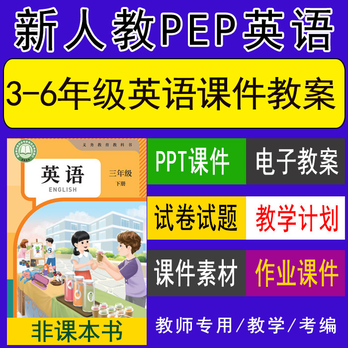 新人教pep版小学英语ppt电子教案三年级四五六下册上册习题试卷