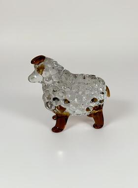 水晶羊摆件迷你装饰品家居工艺品透明蓝色装饰摆设