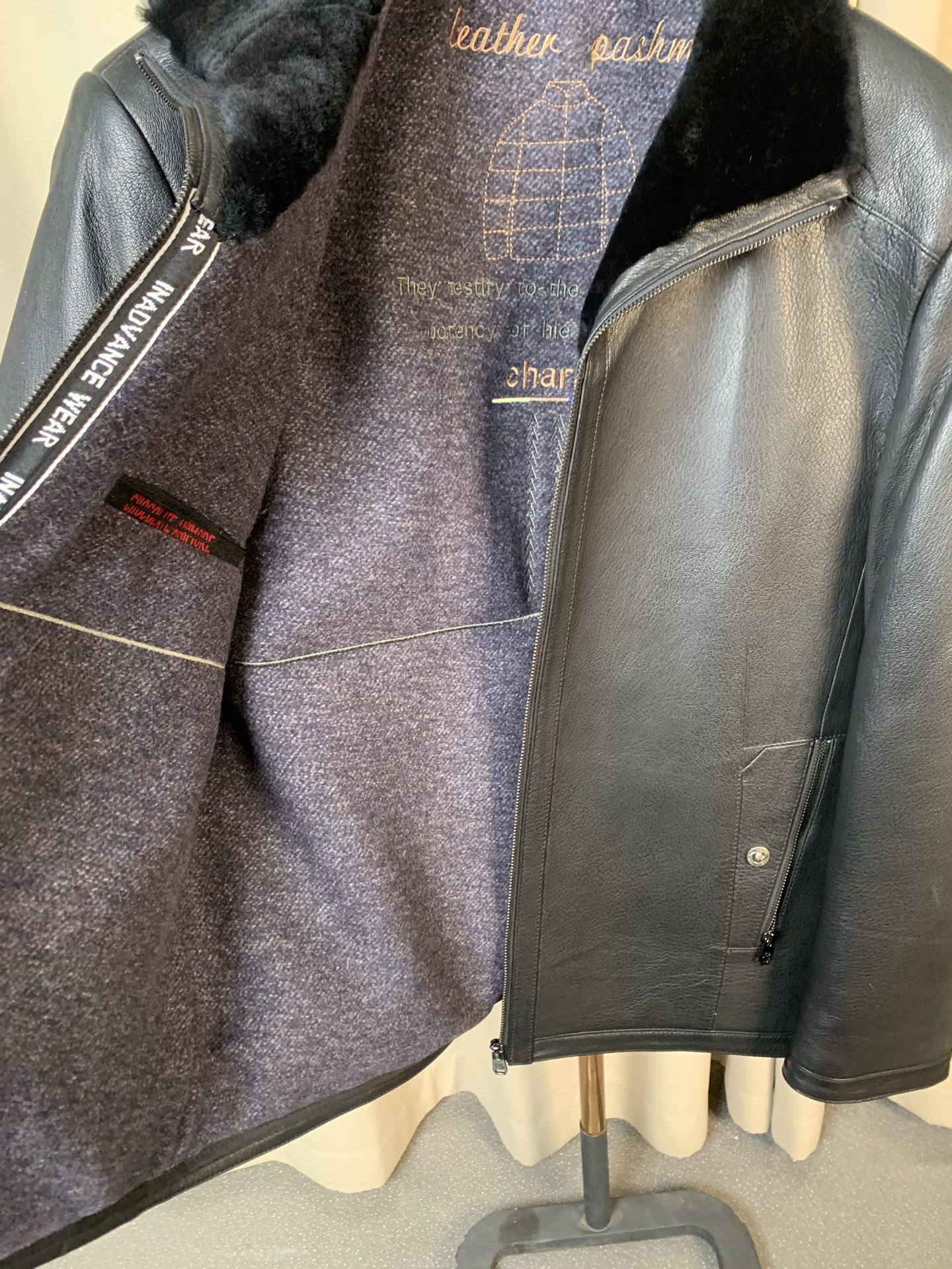 工厂打版样衣男士真皮山羊锁纹皮仿鹿皮皮毛一体毛领全新冬装皮衣,淘宝优惠券,粉丝福利购,淘宝优惠卷