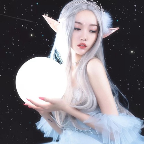 日系动漫cos假发女长发中分八字刘海长直发精灵仙子化妆假毛头套 - 图1