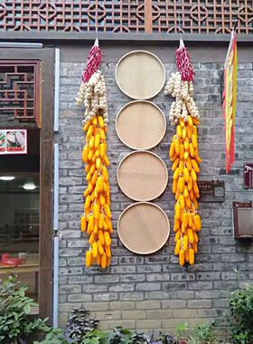 斗笠竹筛子竹簸箕竹匾农家乐装饰