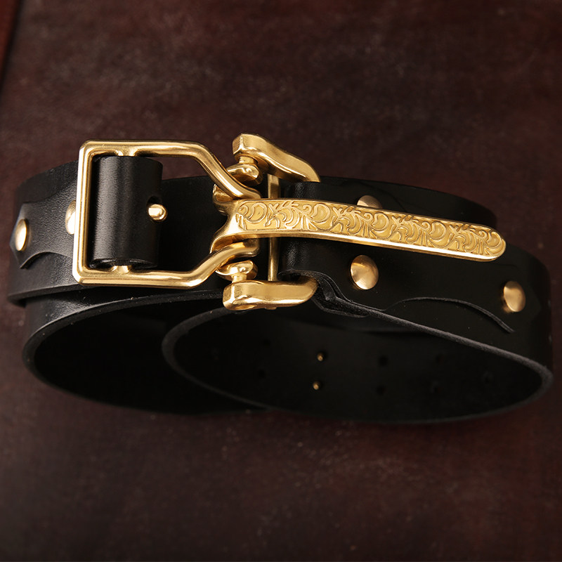 手工制作利尔顿骑兵扣皮带实心黄铜扣头层牛皮复古植鞣革真皮腰带,淘宝优惠券,粉丝福利购,淘宝优惠卷