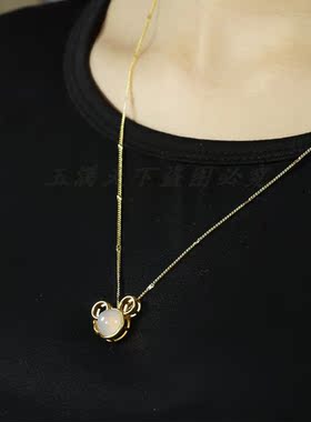 天然冰种玉髓24k真金玛瑙女项链