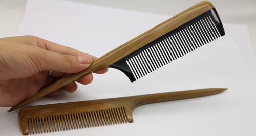 时尚尖尾梳 专业绿檀木梳子防静电 正宗牛角梳子 天然正品打毛梳 - 图0