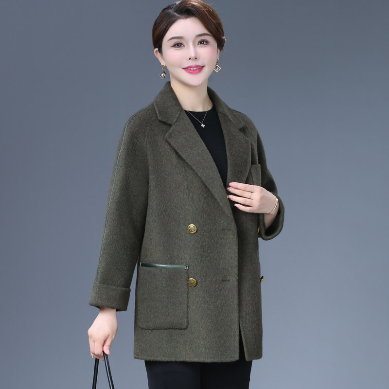 大码双面呢羊绒大衣女宽松秋冬中年妈妈小个子呢子西装领毛呢外套,淘宝优惠券,粉丝福利购,淘宝优惠卷