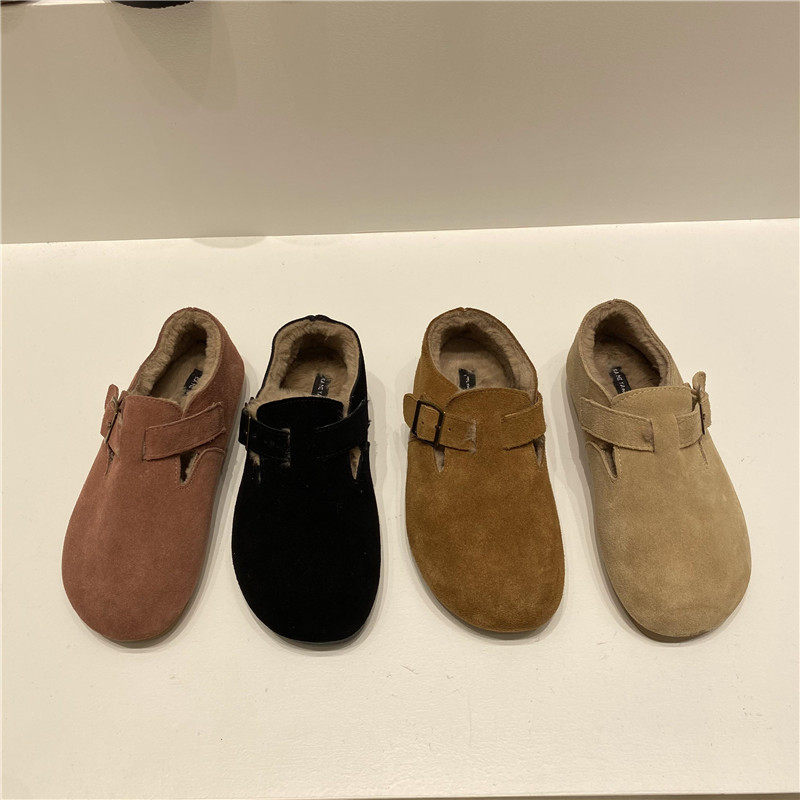 真皮平底加绒加厚棉鞋女鞋子新款秋冬季保暖毛毛鞋豆豆单鞋勃肯鞋,淘宝优惠券,粉丝福利购,淘宝优惠卷