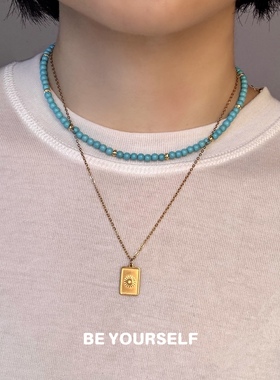 简约天然松石串珠项链女