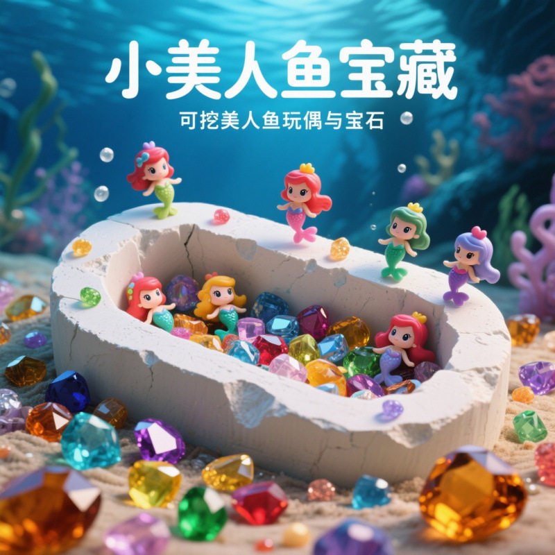 儿童考古挖掘DIY玩具海底美人鱼梦幻宝藏宝石海洋卡通适合到,淘宝优惠券,粉丝福利购,淘宝优惠卷
