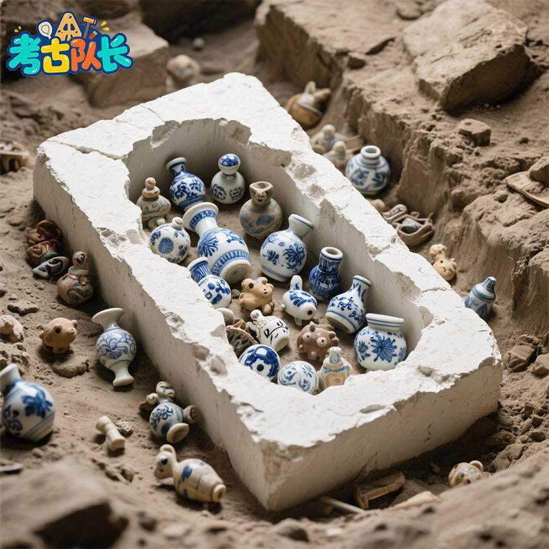 考古挖宝玩具青花瓷器宝藏动手工DIY女孩传统文化寻宝盲盒,淘宝优惠券,粉丝福利购,淘宝优惠卷