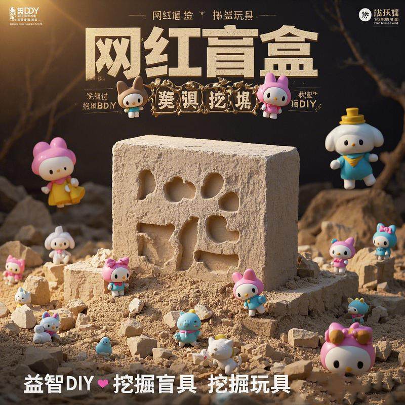 玩具挖掘考古宝石莓恐龙化石盲盒儿童手工diy女孩男孩可爱,淘宝优惠券,粉丝福利购,淘宝优惠卷