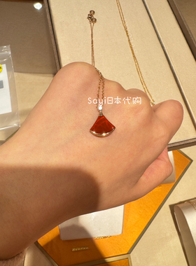 Sayi日本直邮 日本代购 宝格丽 经典扇子贝母红扇子项链KK