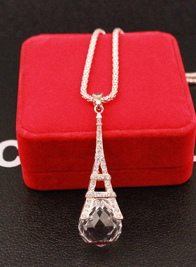 埃菲尔铁塔水晶球项链