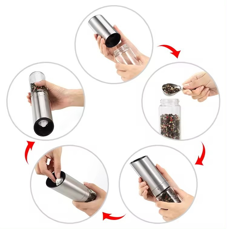 重力感应不锈钢电动香料胡椒研磨器便捷式粗细可调节调料研磨器,淘宝优惠券,粉丝福利购,淘宝优惠卷