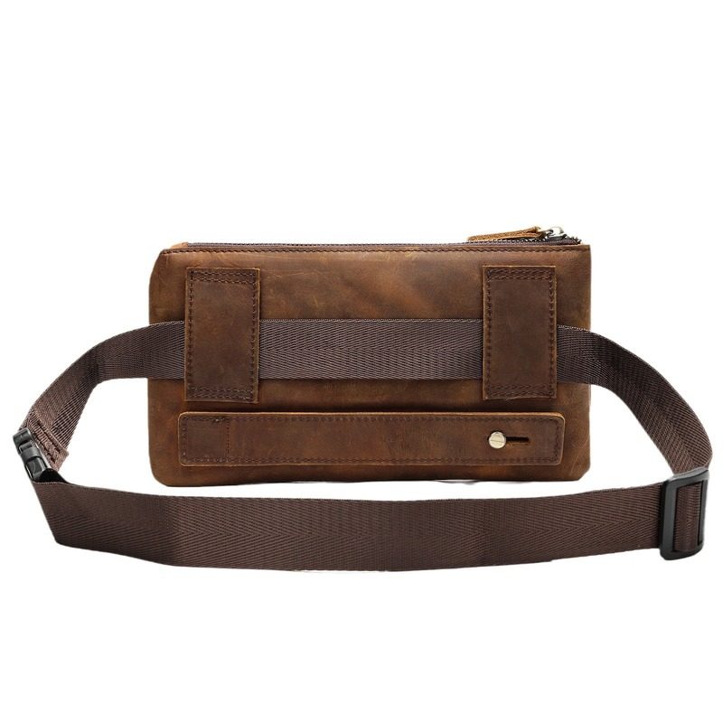 跨境疯马皮复古新款男士腰包头层牛皮单肩斜跨包休闲真皮男腰包潮,淘宝优惠券,粉丝福利购,淘宝优惠卷