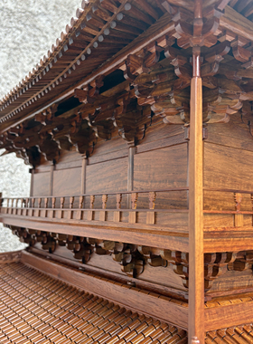 中式东阳木雕古建筑宋代观音阁模型摆件工艺品博物馆展陈