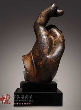 北朝响堂山摩崖佛手摆件仿古石雕手工雕刻青石佛手高档家居装饰