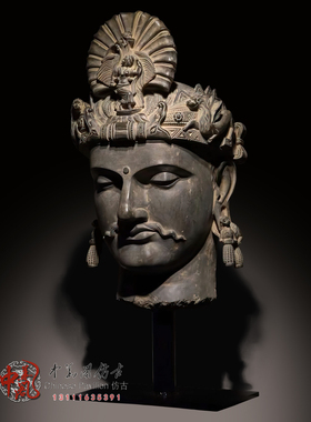 悟蝉灰色页岩犍陀罗佛陀头像