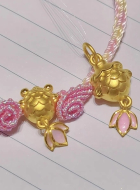 黄金包银手链女黄金色珐琅小锦鲤鱼转运珠送女友编织天使手绳礼物