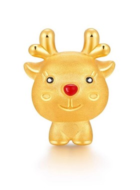 黄金包银饰黄金色手链女一鹿有你可爱创意手串简约卡通麋鹿编织绳